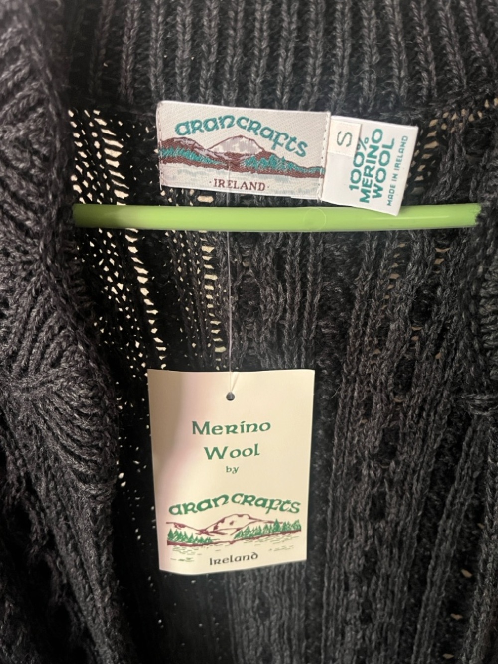 Aran Crafts Ireland Scallop Edge Coat in Charcoal - Picture 3 of 7